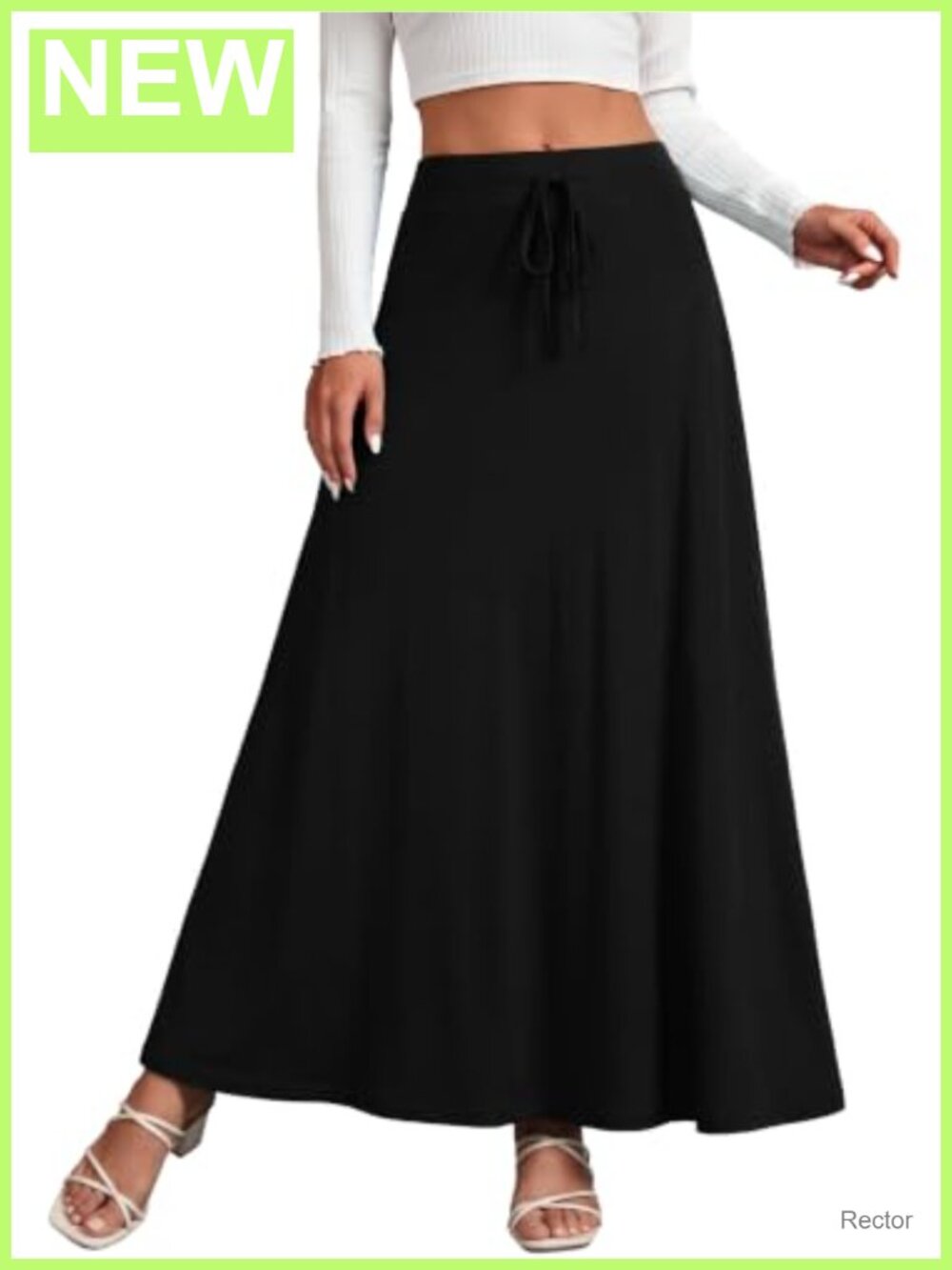 Women's High Waisted Flowy A-Line Maxi Skirt Polyester Drawstring